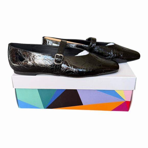 Katy Perry Evie Mary Jane Flats Black Patent Embossed Leaf Buckle Shoes 8 NIB - Picture 6 of 12